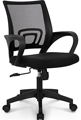 NEO CHAIR Office Chair Computer Desk Chair Gaming Ergonomic Mid Back Cushion Lumbar Support with Comfy Mesh Adjustable Swivel Rolling Home (Black)