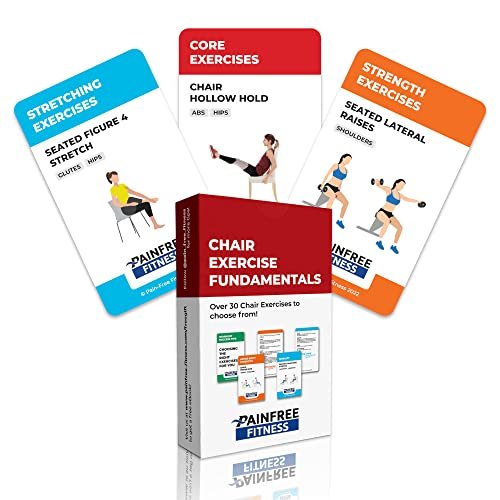 (35+ Cards) Seated Chair Exercise Fundamentals Flashcards Pain-Free Fitness, 3x5 in, Workout Cards Suitable for Mobility-Limited Individuals, Tear-Resistant, Bend Resistant Flashcards