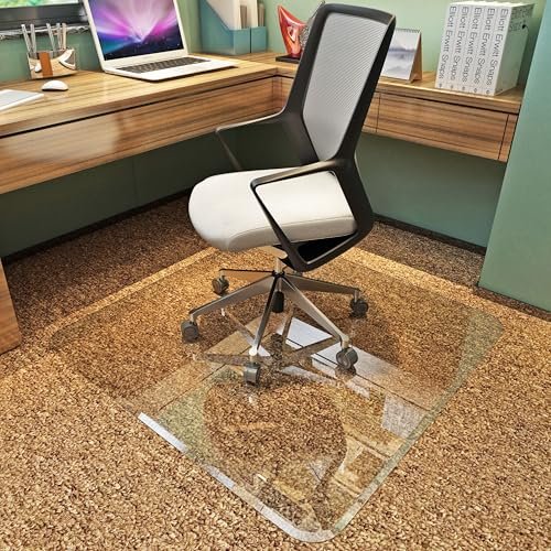 Exclusive Beveled Edge Glass Chair Mat for a Smooth Glide and Easy Roll On/Off by Clearly Innovative, Ultimate Office Chair Mat for Carpet or Hardwood Floor, 36x46