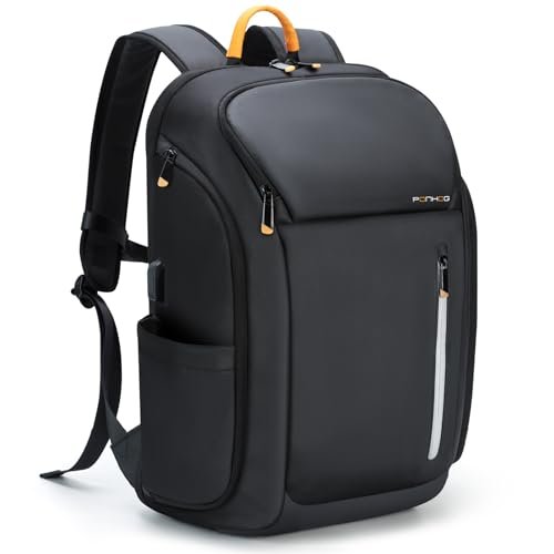 Business Backpack for Men - 900D Tech Backpack fit 17.3 Inch Laptop, Travel Backpack with USB Charging Port Anti-Theft Pocket, 30L Large Smart Backpack Black Waterproof