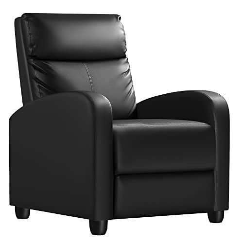 Homall Recliner Chair, Recliner Sofa PU Leather for Adults, Recliners Home Theater Seating with Lumbar Support, Reclining Sofa Chair for Living Room (Black, Leather)