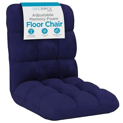 BIRDROCK HOME Adjustable Memory Foam Floor Chair - Ideal for Gaming, Reading, Meditation - Comfortable and Versatile - Suitable for Kids and Teenagers - Comfy Foldable Floor Seat - Blue