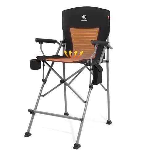 EVER ADVANCED Heated Camping Chairs, Tall Directors Chair with Cup Holder 31