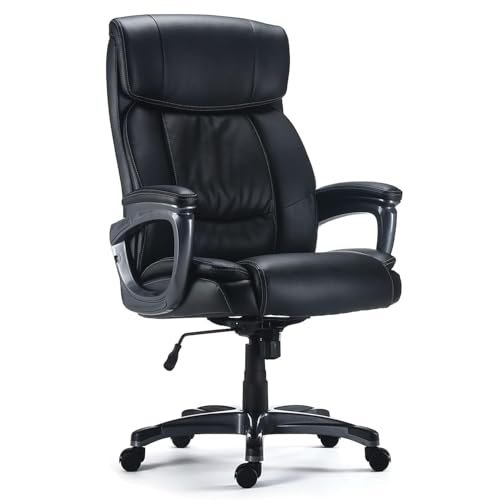 Staples Lockland Managers Chair, Bonded Leather Big and Tall Cushioned Office Chair, Adjustable Height, Metal Frame, Can Be Used as a Desk Chair or Gaming Chair