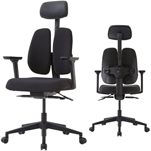 Duorest [Made in Korea] Dual-Backrests Ergonomic Office Chair for Lower Back Pain - Best Office Chair for Posture, Office Chair for Lumbar Support l Home Office Desk Chairs (Black)