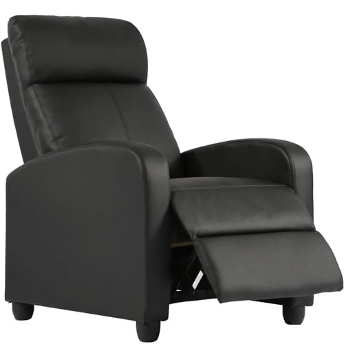 FDW Recliner Chair for Living Room Home Theater Seating Single Reclining Sofa Lounge with Padded Seat Backrest (Black)