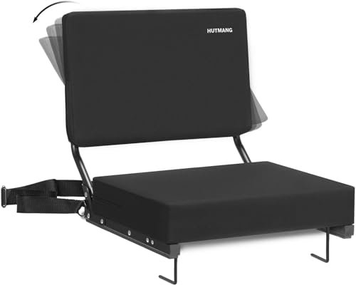 HUTMANG Chair - Stadium Seat with Back Support, Padded Foam Backs, 330LBS Weight Support, Portable, Foldable, Black