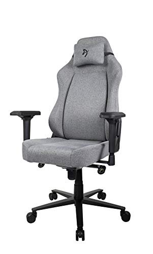 Arozzi Primo Premium Woven Fabric Gaming Chair Office Chair with High Backrest Recliner Swivel Tilt Rocker Adjustable Height 4D Armrests Neck Pillow and Built-in Lumbar Adjustment - Light Grey