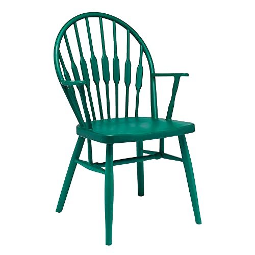 CangLong PP Plastic Dining Chair, Leisure Negotiation Backrest Chair Arm Side Chair, Dining Room, Living Room, Bedroom, Set of 1, Green