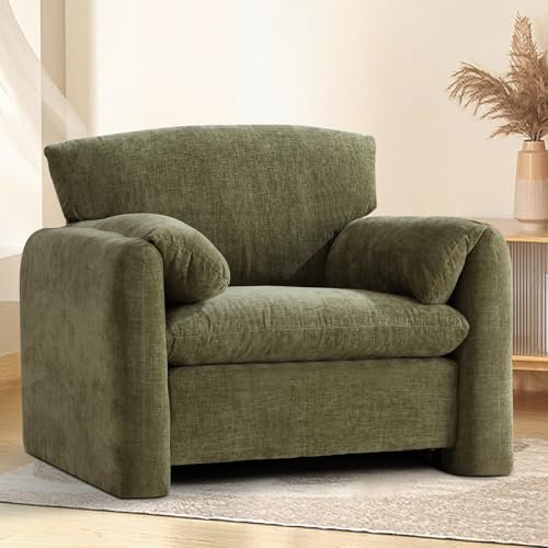 HAOMARKETS Chenille Oversized Armchair, 38.6” Wide Reading Accent Chair for Adults, Upholstered Mid-Century Modern Lounge Chair for Living Room, Easily Assembled