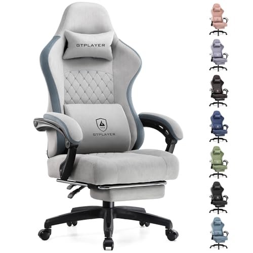 GTPLAYER Gaming Chair, Computer Office Chair with Pocket Spring Cushion, Linkage Armrests and Footrest, High Back Ergonomic Computer Chair with Lumbar Support Task Chair with Footrest