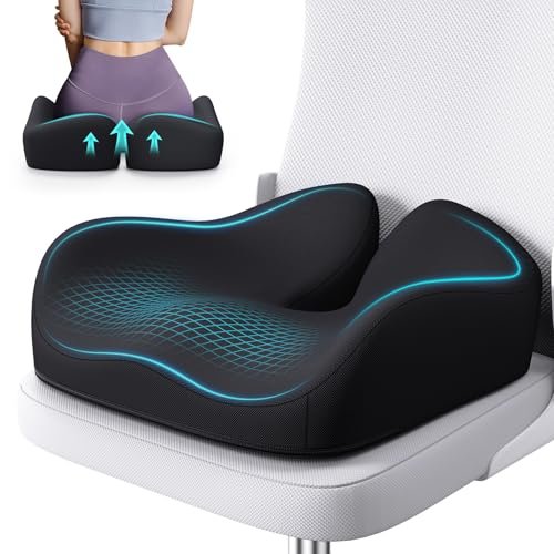 Benazcap Seat Cushion, Memory Foam Cushion for Office Chair - Ergonomic Chair Cushions for Tailbone Pain Relief, Sciatica & Back Support, Office Chair Cushion & Car Seat Cushion