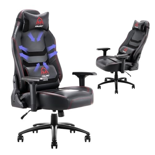 COLAMY Big and Tall Gaming Chair 400lbs-Computer Gamer Chair, Ergonomic Executive Office Chair, High Back PC Chair with Wide Seat for Adult Black