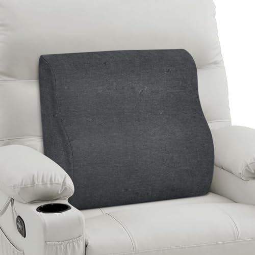 TANYOO Back Support Pillow for Recliner Dual Layer Lumbar Support Pillow with Gel Memory Foam Ergonomic Orthopedic Lumbar Cushions for Elderly Lower Back Pain Relief Washable Cover Dark Grey