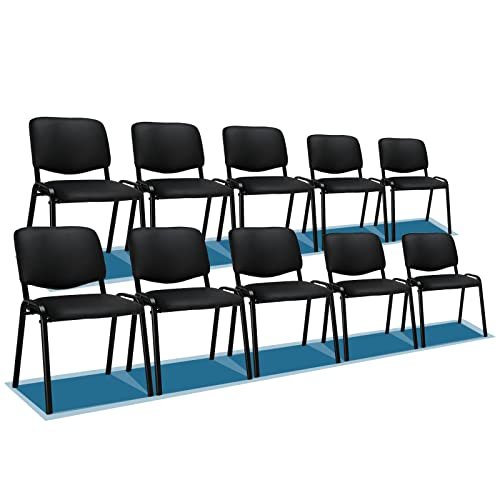 VINGLI Waiting Room Chairs, 10-Pack PU Church Chairs Conference Room Stackable Chairs Set, Office Guest Chairs & Reception Chairs Stacking Chairs for Meeting Room, Office Lobby, Simple&Space-Saving