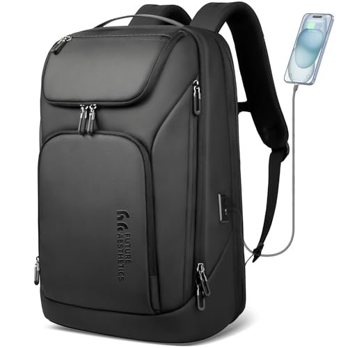 hk Business Smart Backpack for Men Anti-Theft for 17.3 Inch Laptop with USB Charging Port Water-Resistant Large Durable Compact 30L for Travel College Work-Black