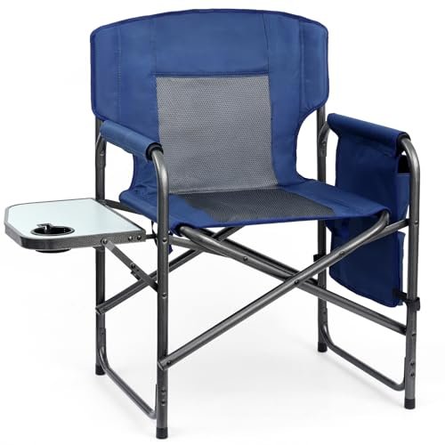 Yestomo Directors Chair, Camping Chairs for Adults, Heavy Duty Camping Chairs with Side Table, Lawn Chairs with Side Pockets Carry Straps