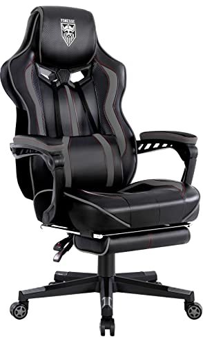 Vonesse Gaming Chair for Adults Gaming Chairs with Footrest Reclining Computer Gaming Chair for Heavy People Gamer Chair Big and Tall Ergonomic Game Chair Racing Chair with Lumbar Pillow(Gray/Black)