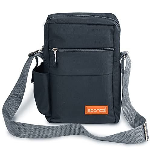 Storite Stylish Padded Nylon Sling Cross Body Travel Office Business Messenger Bag for Men Women (25x16x7.5cm) (Dark Grey)