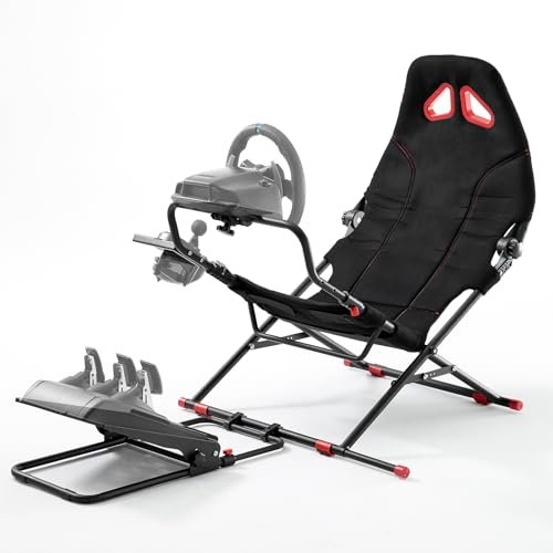 DIWANGUS Racing Wheel Stand Sim Racing Cockpit with Racing Chair Seat Foldable Adjustable Sim Racing Cockpit for Logitech G29 G920 G923 G27 G25 T248 T300RS Xbox PS4 PS5