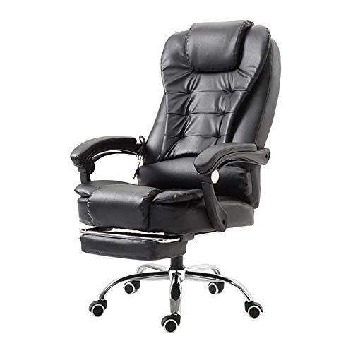 Office Chair Leather High Back Ergonomic High Adjustable Gaming Chairs with Footrest and Armrest Home Office Desk Chairs Black