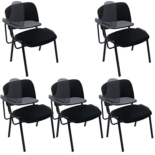 Mesh Waiting Room Chairs, Stackable Student Chairs with Tablet Arm, Classroom Stacking Chairs for Reception/Office Conference Room/Training Room/Meeting Room, Black (5-Pack)