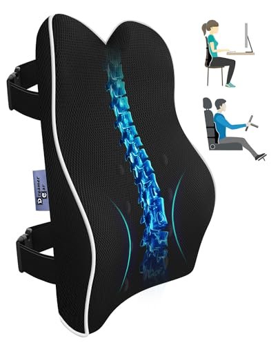 Soft Dense Memory Foam Lumbar Support Pillow for Office Chair Adapted to Back Curve Enhance Support,Comfort and Relief for Lower Back Pain - Lumbar Pillow Back Support for Office Chair, Car,Recliner