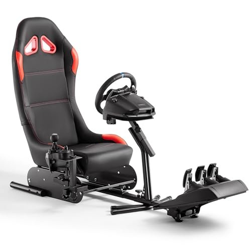 DIWANGUS Racing Simulator Cockpit Steering Wheel Stand with Seat Gaming Chair Sim Racing Cockpit for G29 G920 G923 G27 G25 T248X T248 T300RS T150 458 TX Xbox PS4 PS5 PC Accessories