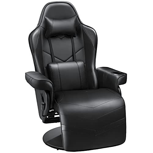 Homall Computer Racing Style Pu Leather Ergonomic Adjusted Reclining Video Gaming Single Sofa Chair with Footrest Headrest and Lumbar Support (Black)