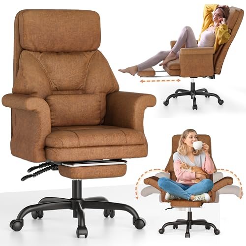 ELABEST C39 Big and Tall Office Desk Chair, Ergonomic Criss Cross Chair with Wheels,Reversible Armrests, Cross Legged Executive Office Chair with Foot Rest,Lumbar Pillow,Wide Computer Chair for Gaming