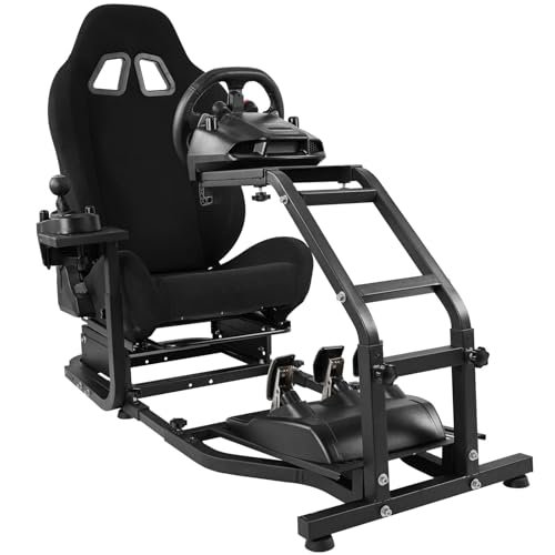 Dardoo G29 Racing Simulator Cockpit with Adjustable Race Seat Fits for Logitech G920 G923, Thrustmaster T150 T300RS GT Racing Steering Wheel Stand, Not Included Wheel Shifter and Pedals