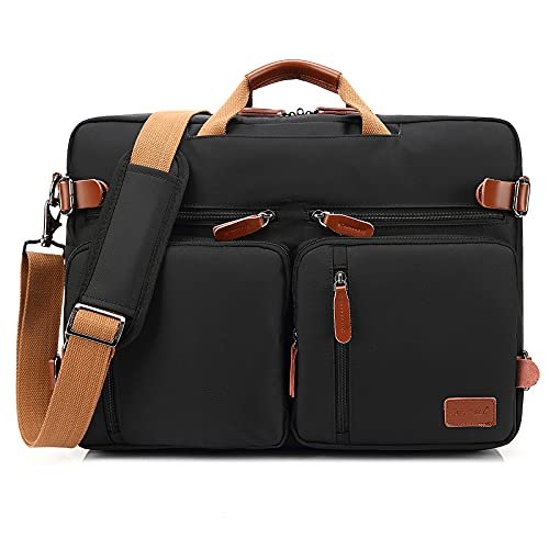 CoolBELL Convertible Backpack Messenger Shoulder Bag Laptop Case Handbag Business Briefcase Multi-Functional Travel Rucksack Fits 17.3 Inch Laptop for Men/Women (Black)