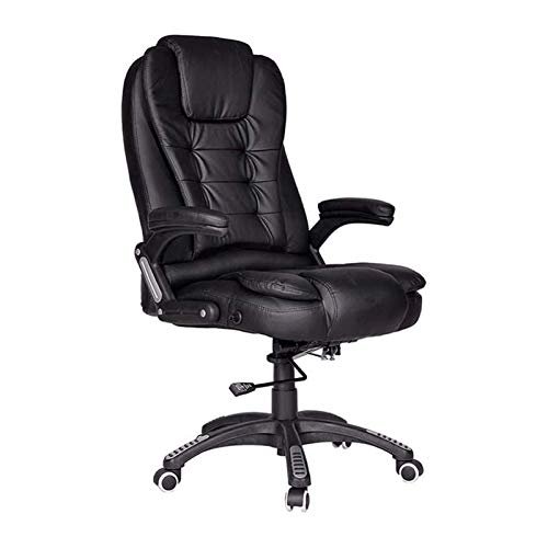 Office Chair Leather Gaming Chairs - Adjustable Height Executive Home Office Desk Chair Thick Padding for Comfort and Ergonomic Design with Lumbar Support and Armrest Black