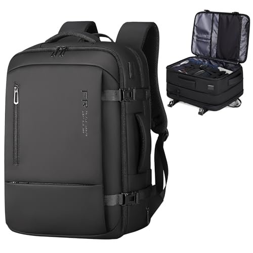 Fenree.geer Travel Backpack for Men, Flight Approved Carry On Luggage Backpack with USB Port, Water Resistant Expandable Computer Daypack, 17.3 Inch Black Business Laptop Backpack for College/Work