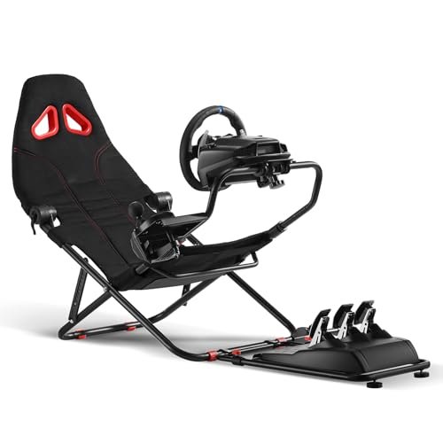 RACGTING Racing Simulator Cockpit for G920 G29 G923, Foldable Racing Simulator for Thrustmaster T248X T248 T300 T150 458 TX Xbox PS5 PS4 PC (Black)