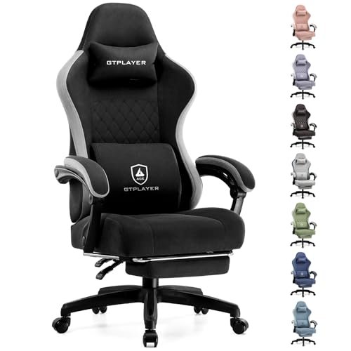 GTPLAYER Gaming Chair, Computer Office Chair with Pocket Spring Cushion, Linkage Armrests and Footrest, High Back Ergonomic Computer Chair with Lumbar Support Task Chair with Footrest