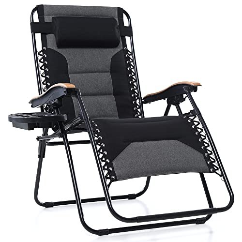 PHI VILLA XXL Oversized Padded Zero Gravity Chair, Foldable Patio Recliner, 30