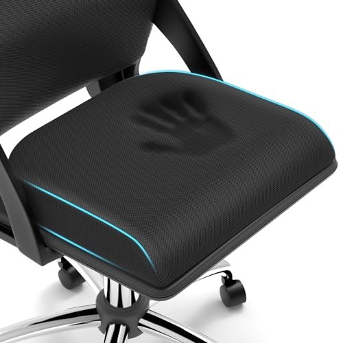 TranquilRelax Large Seat Cushion, Soft Foam Cushion for Long Sitting Hours on Office Chair, Home & Car, Non-Slip Chair Pad for Relieving Back & Sciatica & Hip & Coccyx Pain (Black)