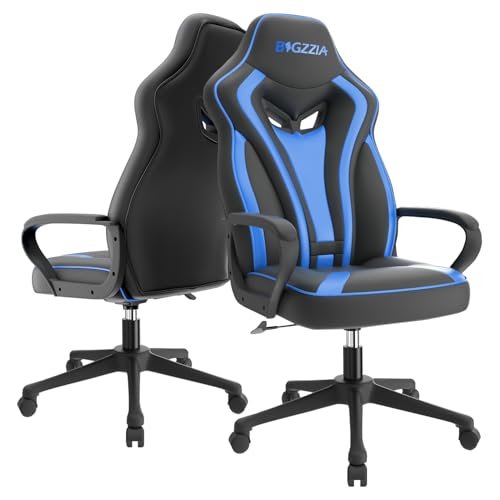 bigzzia Gaming Chair-Ergonomic Gaming Chair, Height Adjustable Computer Game Chair, Big and Tall Gaming Chair for Adults (Blue)