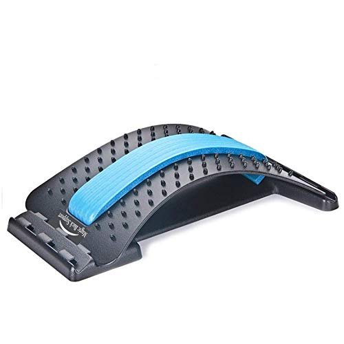 Magic Back Support Back Stretching Device,Back Massager for Bed & Chair & Car,Multi-Level Lumbar Support Stretcher Spinal, Lower and Upper Muscle Pain Relief(Black/Blue)