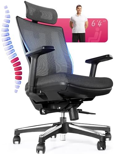 CabeVibe Ergonomic Office Chair for Back Pain Relief and Long Sitting, 400LB Capacity, Big & Tall Home Office Desk Chair High Back with Lumbar Support