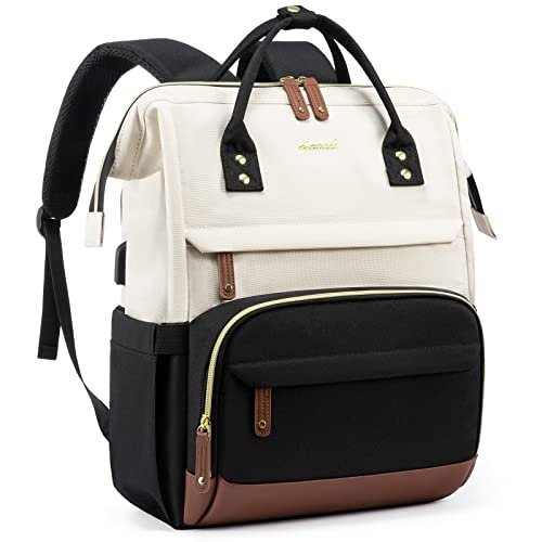 LOVEVOOK Laptop Backpack purse for women, Black-white, 17.3 inch