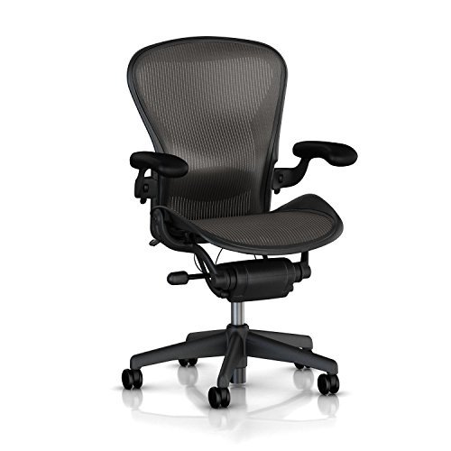 Herman Miller Classic Aeron Task Chair: Tilt Limiter w/Seat Angle Adj - Lumbar Pad - Fully Adj Vinyl Arms - Standard Carpet Casters