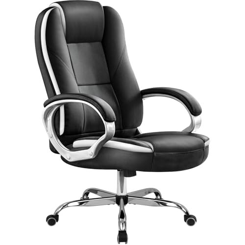 NEO CHAIR Office Chair Computer Desk Chair Gaming - Ergonomic High Back Cushion Lumbar Support with Wheels Comfortable Black Leather Racing Seat Adjustable Swivel Rolling Home Executive