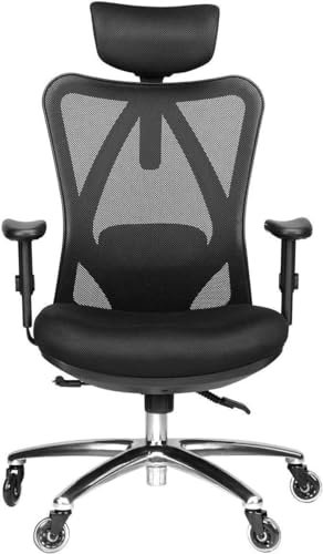 Duramont Ergonomic Office Chair - Adjustable Desk Chair with Lumbar Support and Rollerblade Wheels - High Back Chairs with Breathable Mesh - Thick Seat Cushion, Head, and Arm Rests - Reclines