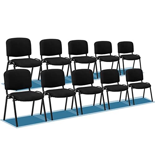 VINGLI Waiting Room Chairs, 10-Pack Black Mesh Church Chairs Conference Room Stackable Armless Chairs Set, Office Guest Chairs & Reception Chairs Stacking Chairs for Meeting Room, Office Lobby