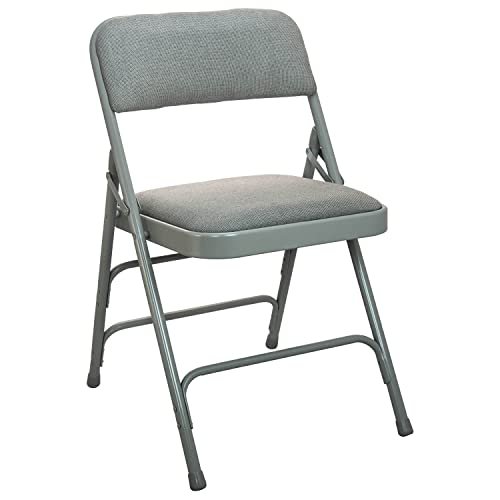 BizChair Grey Padded Metal Folding Chair - Grey 1-in Fabric Seat