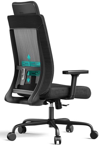 Ergonomic Office Chair 350LBS Capacity - 90-135° Any Angle Tilt Lock High Back Computer Desk Chairs, with Adjustable Lumbar Support, PU Armrests, Big Headrest for All Day Comfortable Sitting