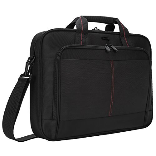 Targus 15-16 Inch Classic Slim Laptop Bag, Black - Ergonomic Briefcase and Messenger Bag - Spacious Foam Padded Laptop Bag for 16