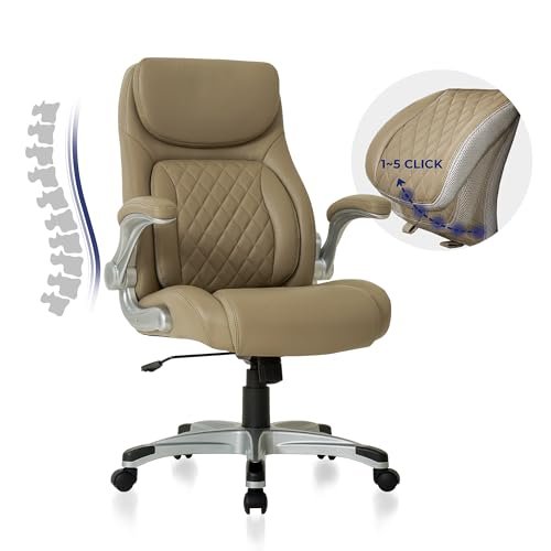 Nouhaus Ergonomic Office Chair Premium Microfiber Leather Adjustable Lumbar Support & Armrests, High Back Comfy Desk Gaming Chairs Executive Computer Swivel Chair Tilt Function(Posture,Taupe)